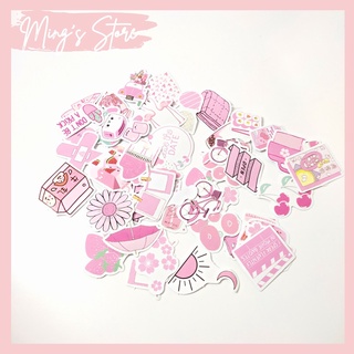 Sticker nhãn dán trang trí đáng yêu màu hồng pastel