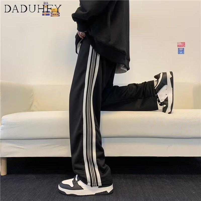 Quần lụa cotton thể thao DaDuHey rộng rãi in chữ phong cách đường phố Mỹ thời trang cho nam