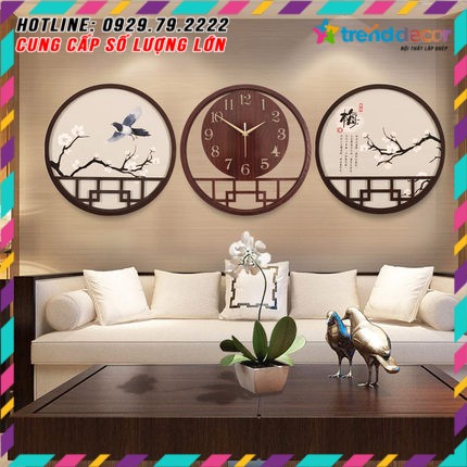 Đồng hồ gỗ treo tường trang trí đẹp phong cách nhật bản DH02 decor trang trí nhà và quán cà phê Trenddecor