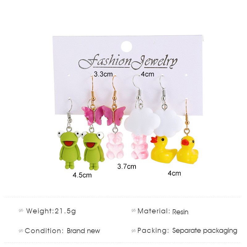 Set 5 Khuyên Tai Acrylic Dễ Thương Cho Nữ