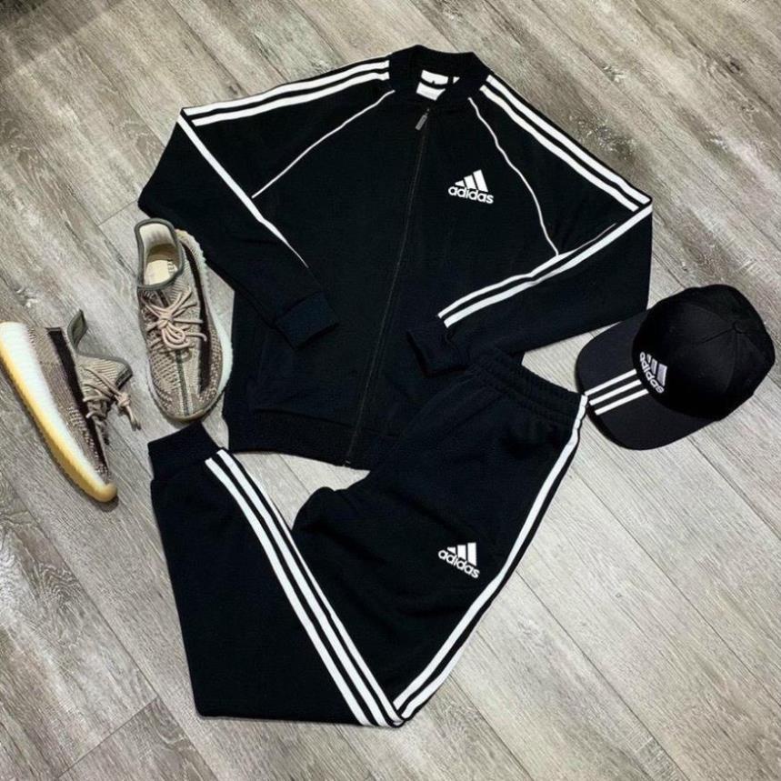bộ thể thao adidas nam nữ thu đông 3 sọc logo in, quần áo thể thao nam nữ co giãn, đồ cao cấp 3 màu cơ bản ! ~