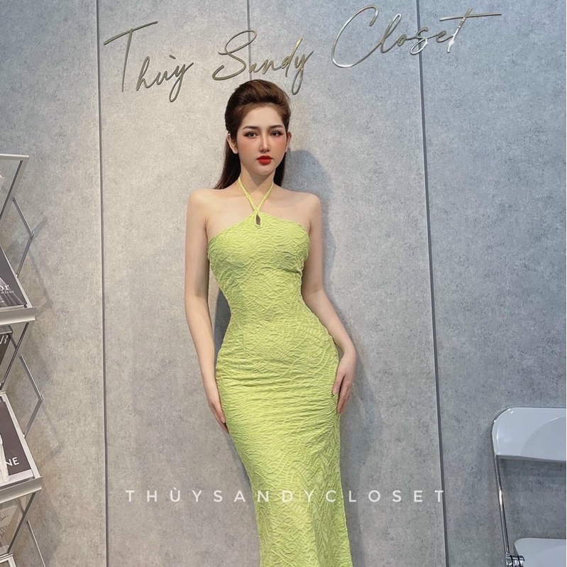 Đầm body cổ yếm form dài chất xốp co dãn LYNG alohashop91