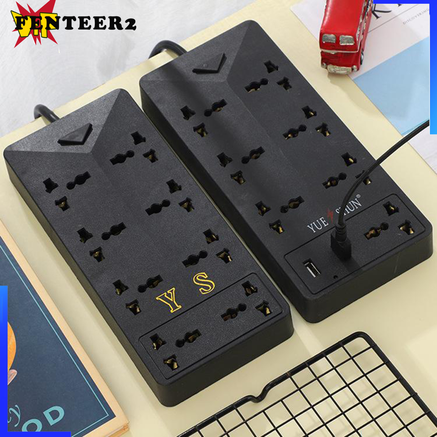 (Fenteer2 3c) Power Strip Với 2 Cổng Usb An Toàn Cho Điện Thoại