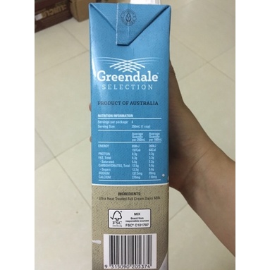 Sữa Tươi Nguyên Kem Greendale Úc - 1L/ Hộp