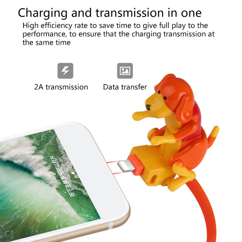char White Orange USB -Lightning Humping Spot Dog Data Charging Cable Line for -iphone -airpods -IPAD air mini 12.9