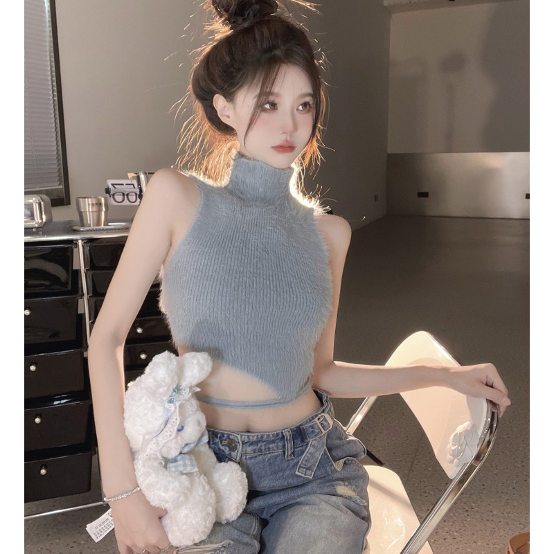 Áo Croptop Sát Nách Cổ Cao Thiết Kế Quyến Rũ Thời Trang