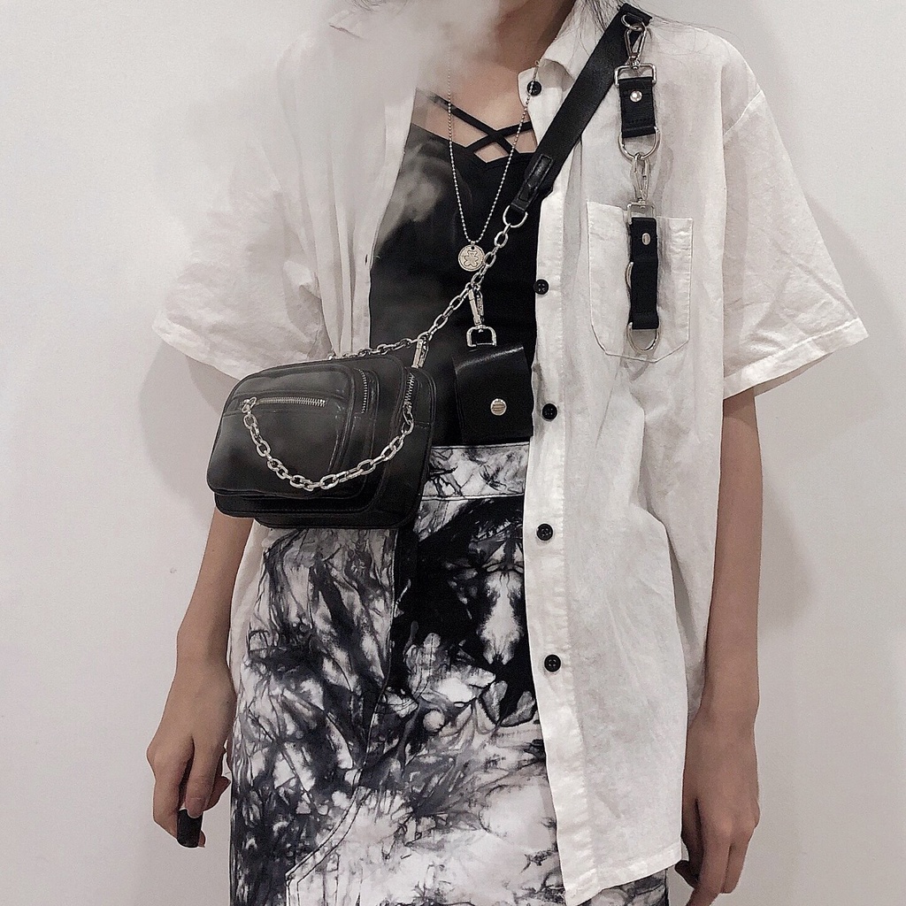 Túi đeo chéo ngực JASMIN NOIR da PU phong cách retro cá tính cho nữ