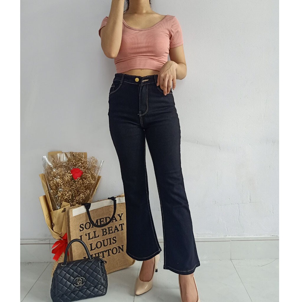 Quần Ống Bass Jean Cạp Cao - Quần Ống Loe - Quần Ống Vẩy - Quần Ống Pass - Tặng Vớ - Tashop