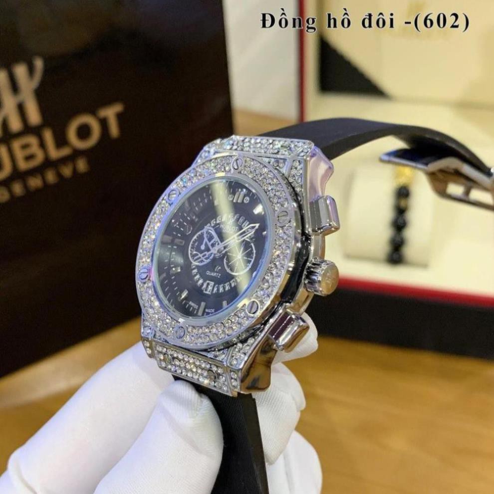 [Chất]  [Free Ship]  (Hublot) Đồng hồ Hublot nam nữ - đồng hồ cặp đôi đang yêu hàng đẹp full dá , day silicon hương vani