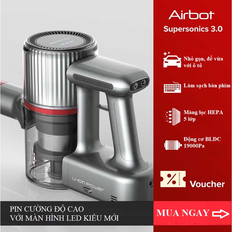 Máy Hút Bụi Cầm Tay Không Dây Airbot Supersonics 3.0 19KPa Gia Đình Pin Sạc Rời làm sạch Giường Đệm Nệm Xe Hơi