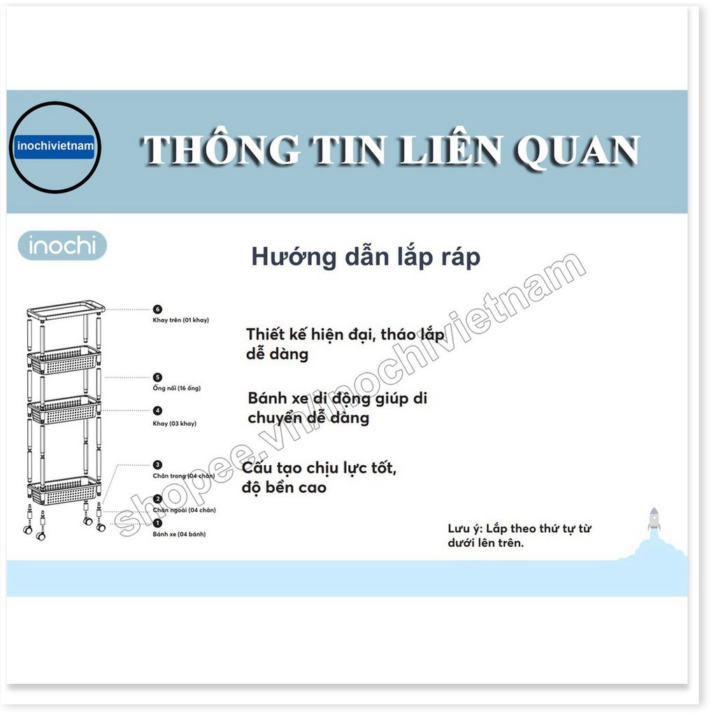 Kệ để đồ -đa năng di động dùng cho nhà tắm phòng khách phòng ngủ INOCHI KE006