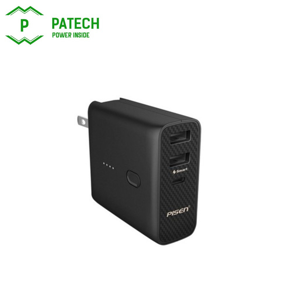 Sạc dự phòng Pisen PowerCombo 5000mAh ( AC, 1 xType-C, 1xUSB Smart ) - HÀNG CHÍNH HÃNG