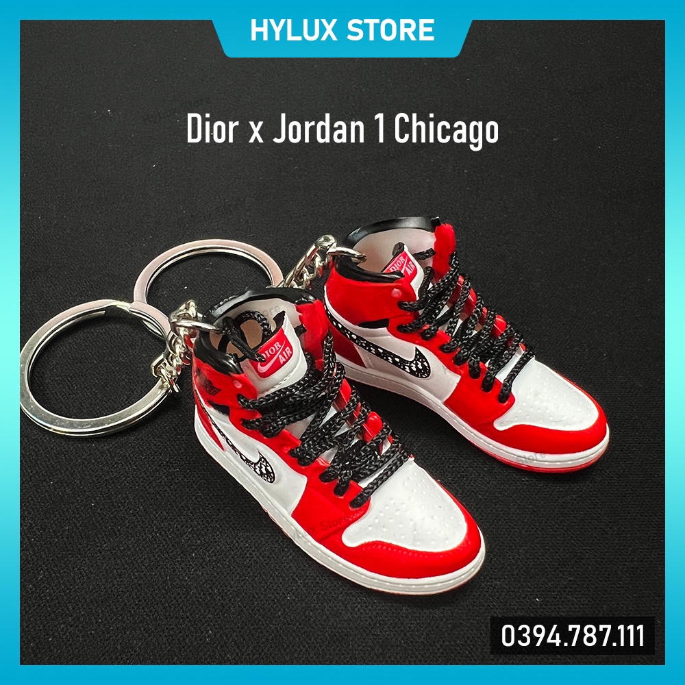 Móc khóa giày 3D Jordan 1 High Chicago x Dior cao cấp