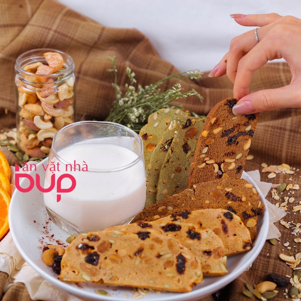 Bánh WHEY Protein 500g Ngũ Cốc Tăng Cơ, Giảm Mỡ, Giảm Cân, thanh protein bar cho gymer - Biscotti nguyên cám không đường