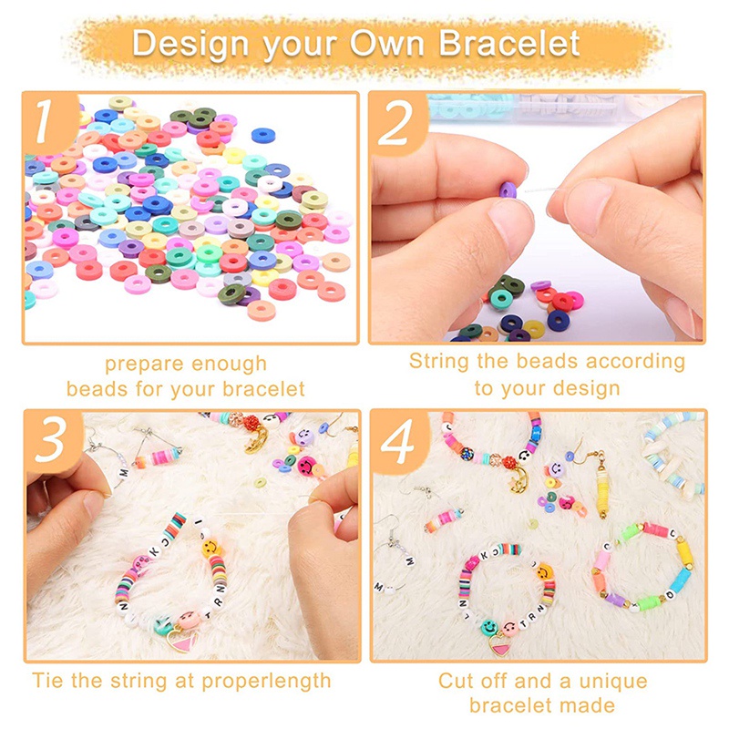 Bộ 4600 Hạt Đất Sét Polymer Tròn Dẹt Dùng Làm Trang Sức Charms