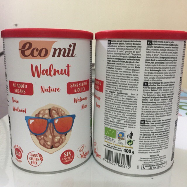 Sữa Bột Óc Chó Hữu Cơ Ecomil nature (nguyên chất) 400g mẫu mới sx 2019