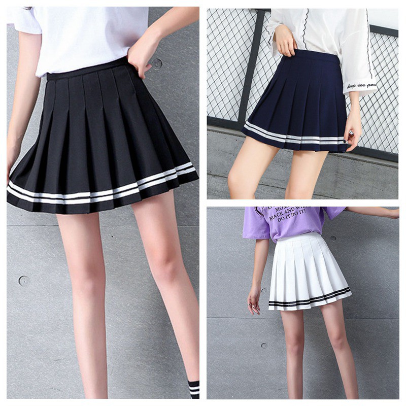 FREESHIP ĐƠN 99K_ 🌟Women Casual Striped Print Pleated With Inner Shorts Skirt | BigBuy360 - bigbuy360.vn