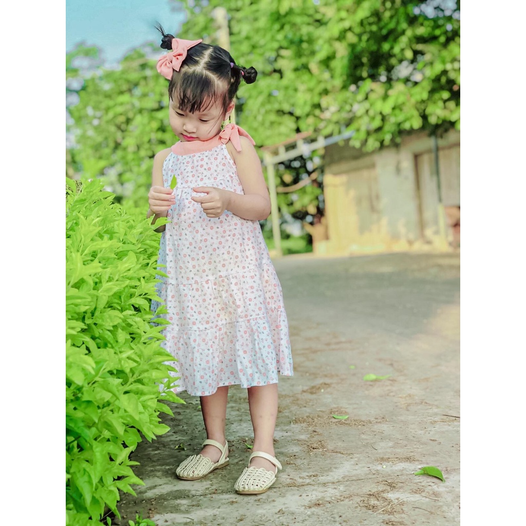 Váy bé gái ALBER KIDS 2 dây phối cổ hồng MISA DRESS xinh đẹp công chúa, trẻ em 2,3,4,5,6,7,8,9,10,11,12 Tuổi [V11]