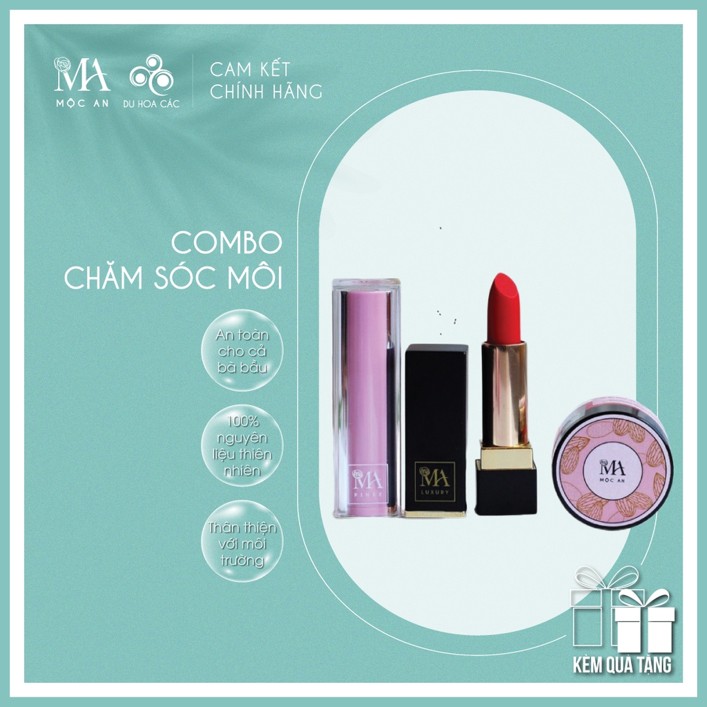 Combo 3 Sản Phẩm Chăm Sóc Môi Xinh Pretty Lipstick Đôi Môi Mềm Mịn Hồng Hào - Mỹ Phẩm Thiên Nhiên Du Hoa Các