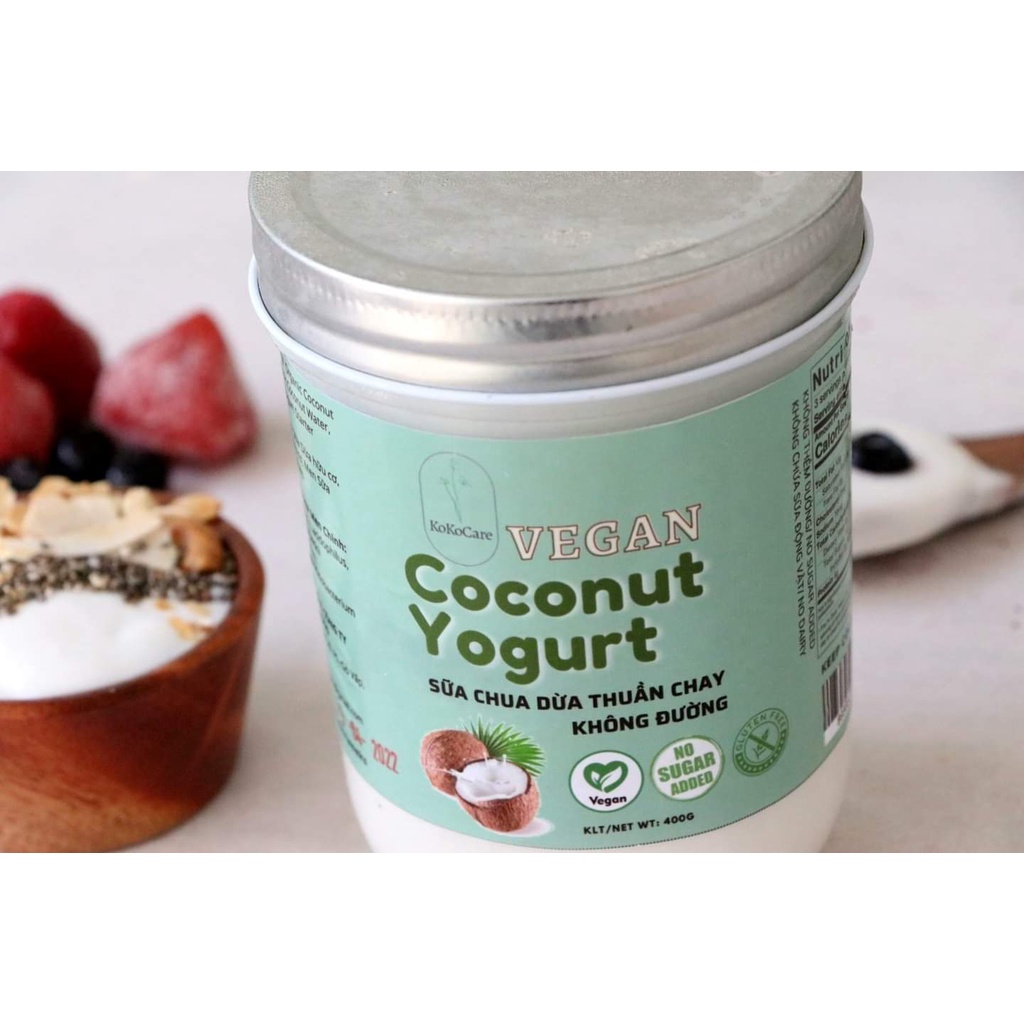 Sữa chua Dừa Thuần chay không đường ăn kiêng, giảm cân, keto - Vegan Coconut Yogurt KokoCare