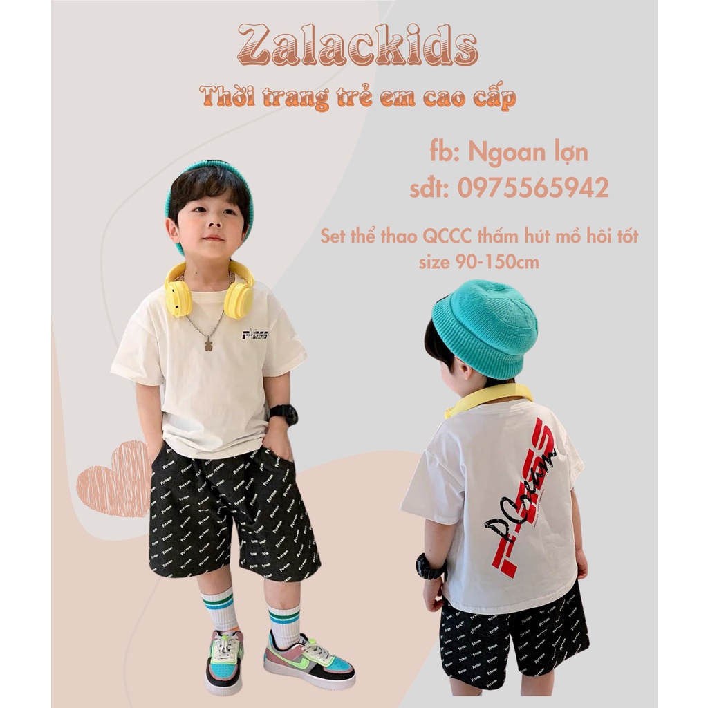 Áo cho bé trai, áo cộc tay cho bé trai QCCC Zalackids 100% cotton thấm hút mồ hôi