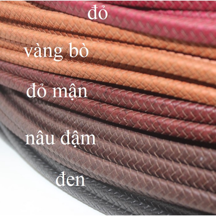 Dây da bò thật đan 10x5mm làm vòng tay, quai đeo túi - phụ kiện làm đồ da thủ công