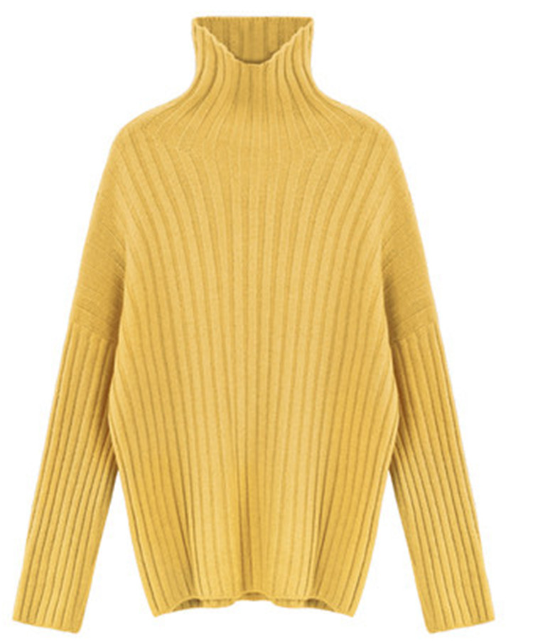 Áo sweater dệt kim SUXI tay dài cổ cao dáng rộng cho nữ 6 màu lựa chọn