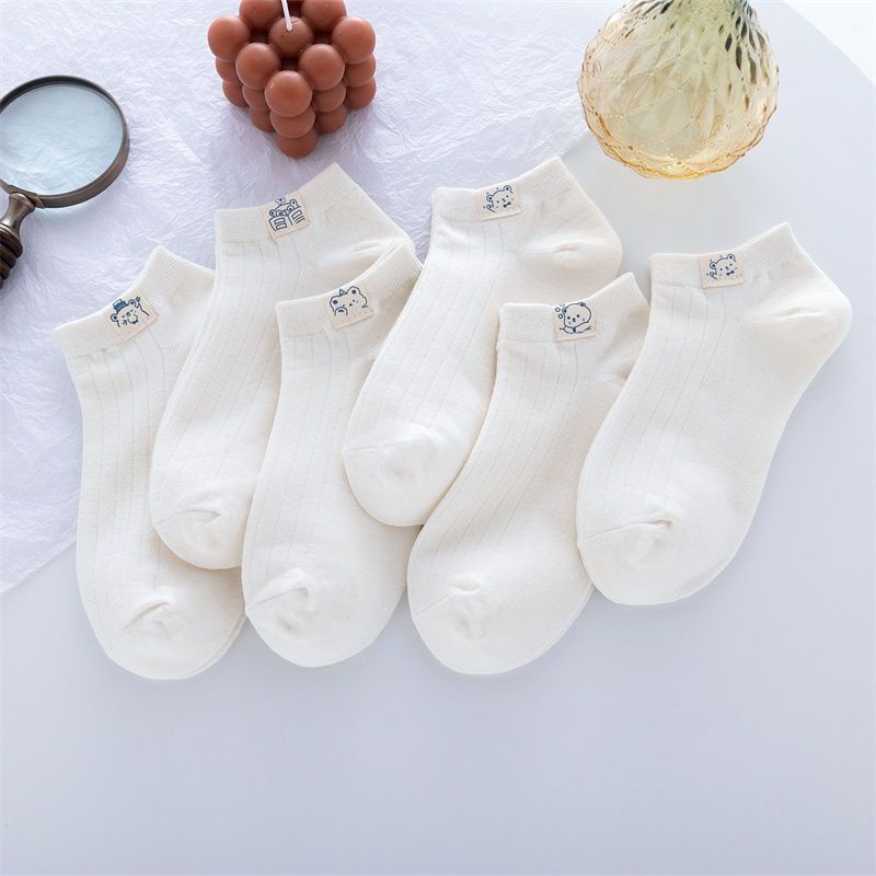 Set 5 Đôi Vớ Cotton Cổ Ngắn Dễ Thương Phong Cách Nhật Hàn Cho Bé Gái