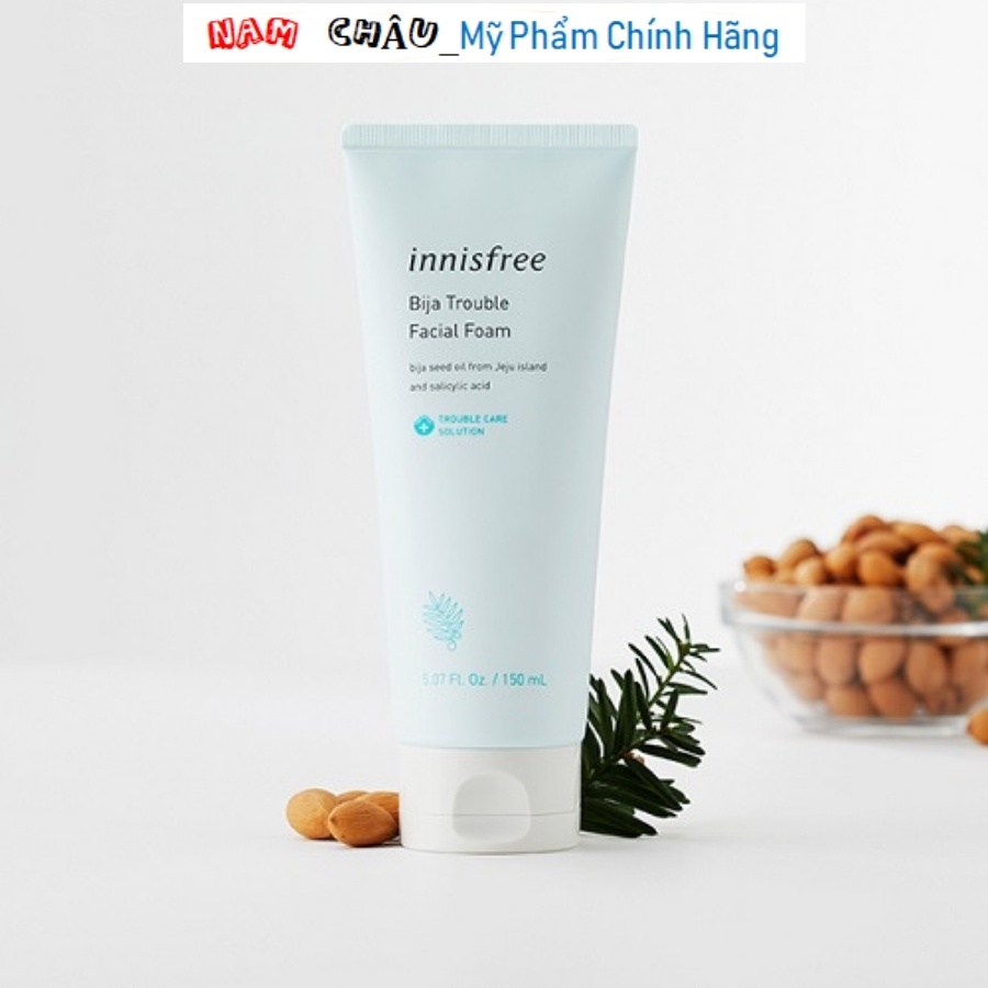 Sữa rửa mặt Innisfree Bija Trouble Facial Foam cho da mụn, da dầu 150ml