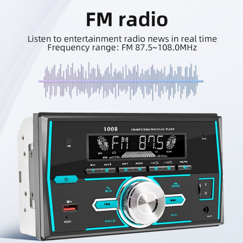 Radio Din Kép Có Đèn 7 Màu Kèm Sạc Điện Thoại Tiện Dụng Cho Xe Hơi