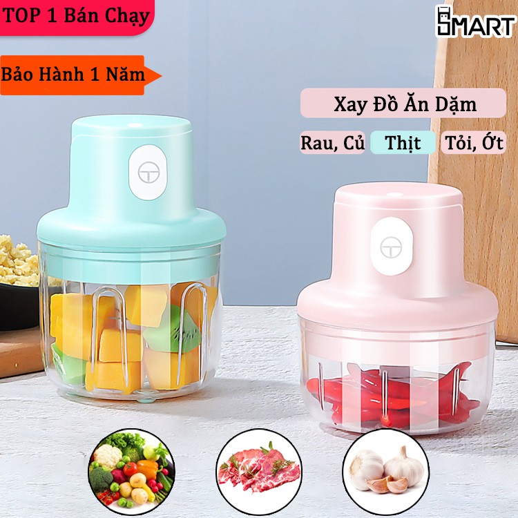 Máy Xay Thịt Mini - Máy Xay Cầm Tay Tự Động Siêu Khỏe - Xay Đồ Ăn Dặm, Rau, Củ, Quả, Thịt Tiện Lợi