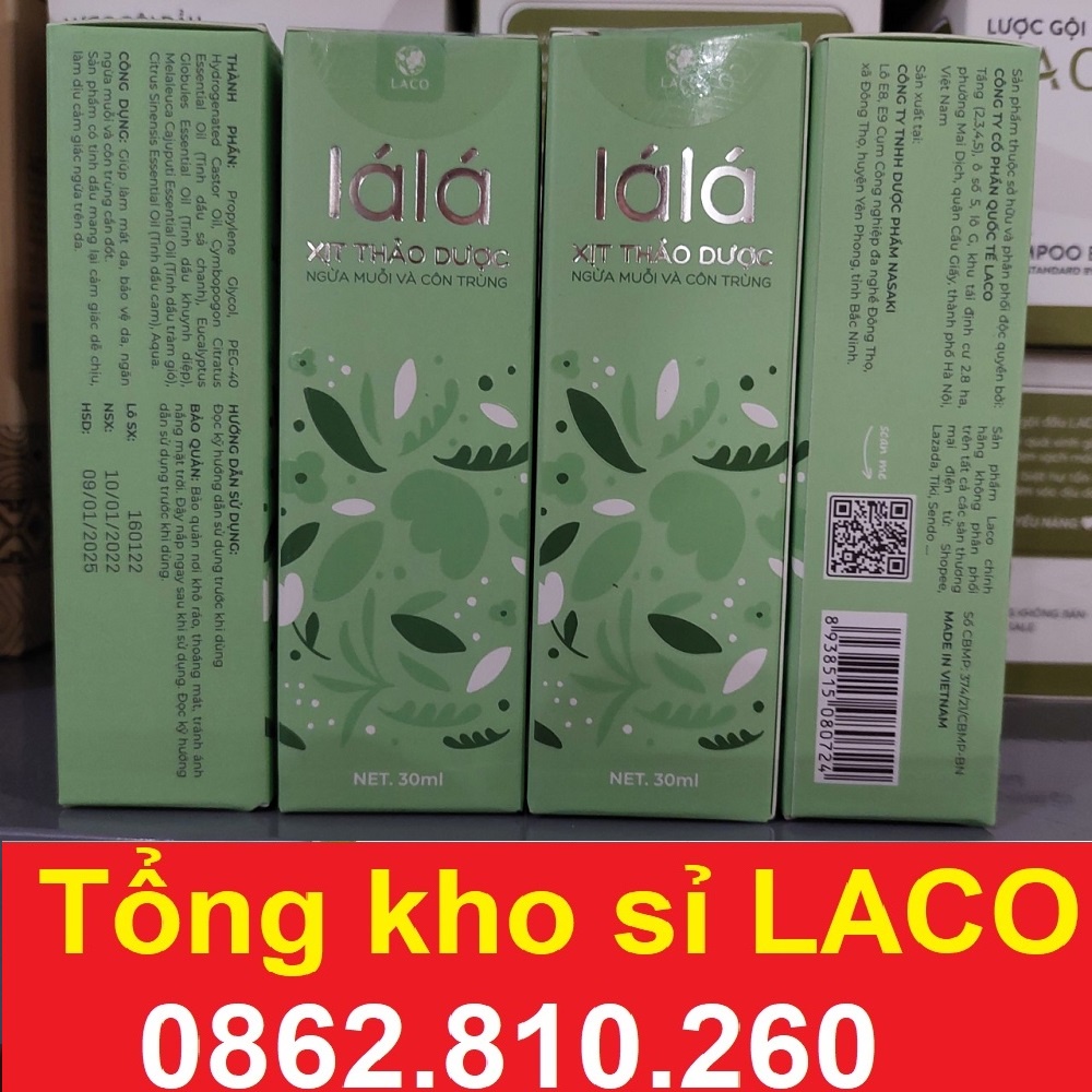 Xịt chống muỗi côn trùng bé Lá Lá thảo dược LACO an toàn sức khỏe bé và trẻ em - 30ml