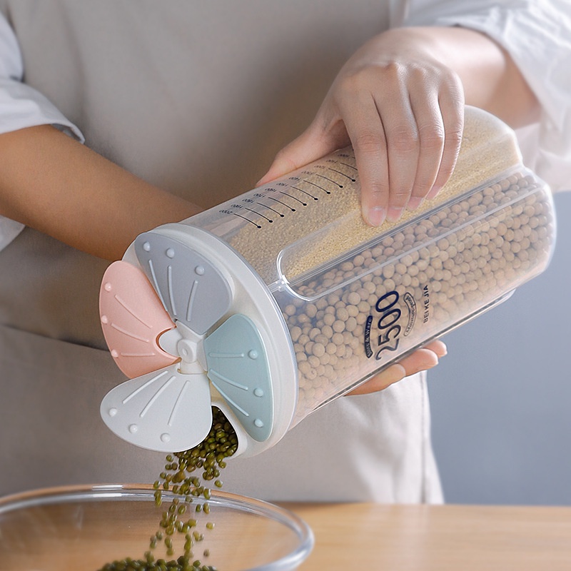 Hộp Bảo Quản Thực Phẩm, Lọ, Hũ Nhựa Trong Suốt 1500ml/2500ml Nhiều Ngăn Đựng Gia Vị, Đồ Khô, Ngũ Cốc