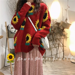 (Có sẵn xanh) Áo len Hoa hướng dương 3 màu