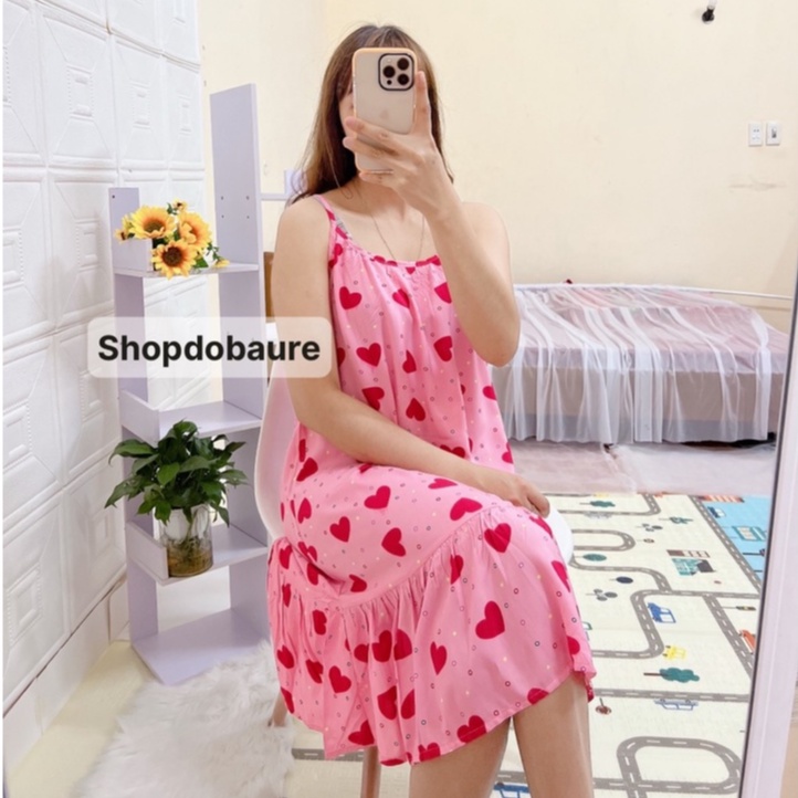 Váy bầu lanh 2 dây mặc nhà mặc ngủ cực kì mềm mát MÙA HÈ - 𝐕𝟒𝟕