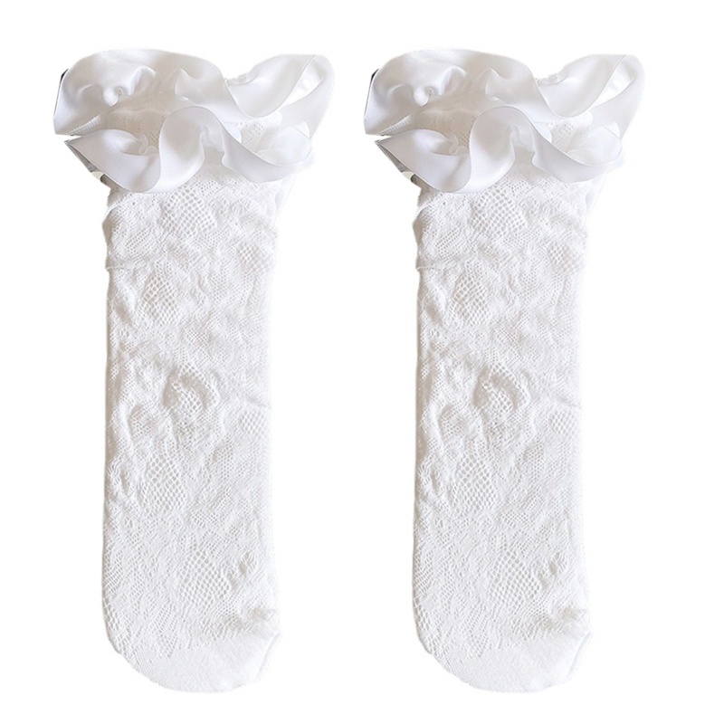 Xixi Đôi Tất Chân Cao Qua Gối Vải Satin Phối Ren Lưới Mỏng Phong Cách Lolita Nhật Bản Dành Cho Nữ