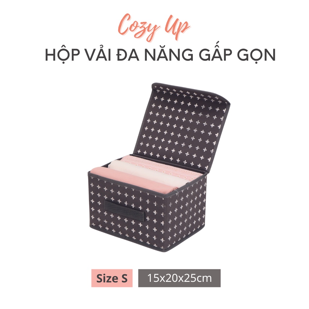 Hộp vải đựng quần áo gấp gọn có nắp- Vải dày- Không thấm nước- 25x15x20 cm