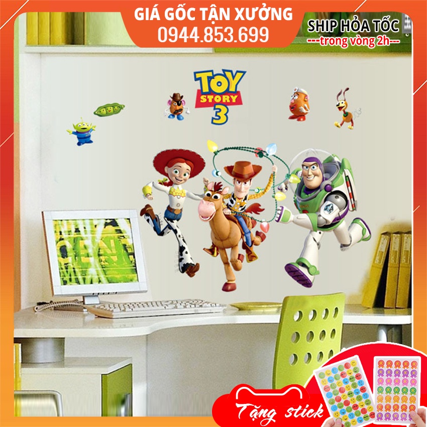 Hình ticker dán tường nhân vật hoạt hình cho bé trang trí phòng, tranh đề can dán tường cho bé