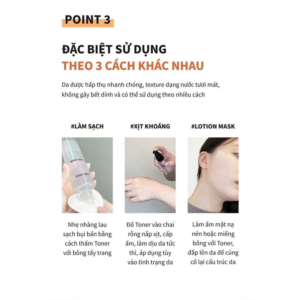 Toner Sáng Da Caryophy Glass Skin Đánh Thức Làn Da Sáng Bóng Và Ẩm Mịn 120ml
