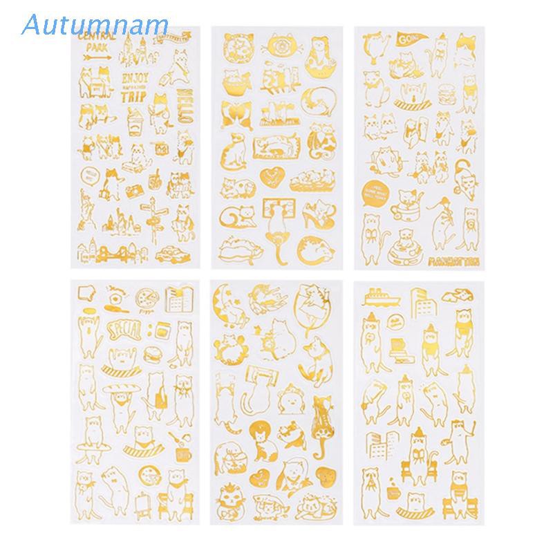 Set 6 Tấm Sticker Epoxy Resin Uv Hình Mèo Dễ Thương Làm Đồ Trang Sức Diy