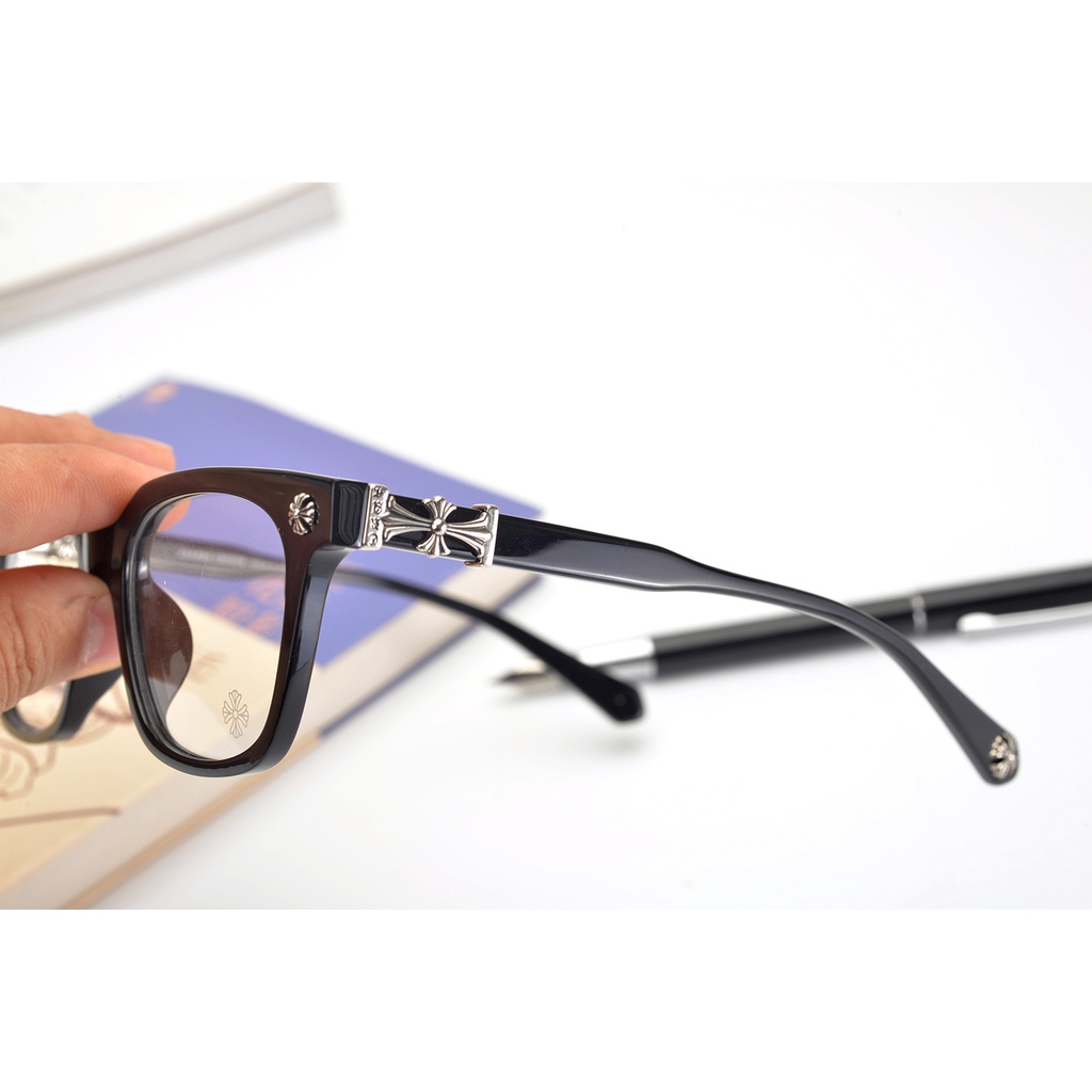 Kính mắt Chrome hearts cao cấp nam nữ thời trang , gọng vuông bản hoa nhỏ họa tiết thời trang Q60