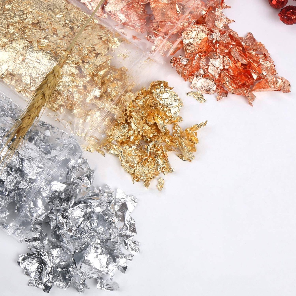 Miếng Dán Lá Vàng Ánh Kim Trang Trí Móng Tay Nghệ Thuật