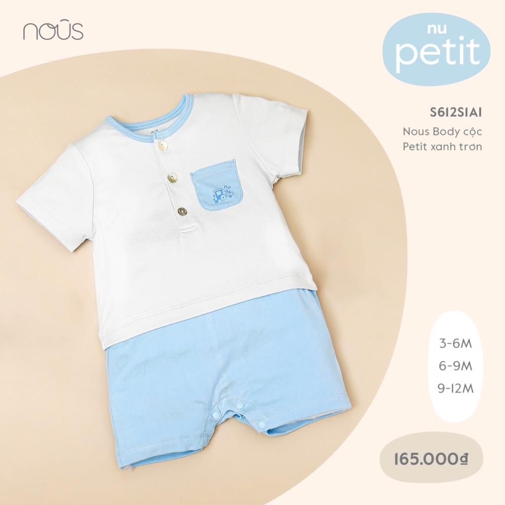 Bộ Quần Áo Cộc Liền Thân Cao Cấp Nous Màu Ghi Bé Gái - Chất Liệu Nu Petit Mềm Nhẹ (Size Từ 3-12M)