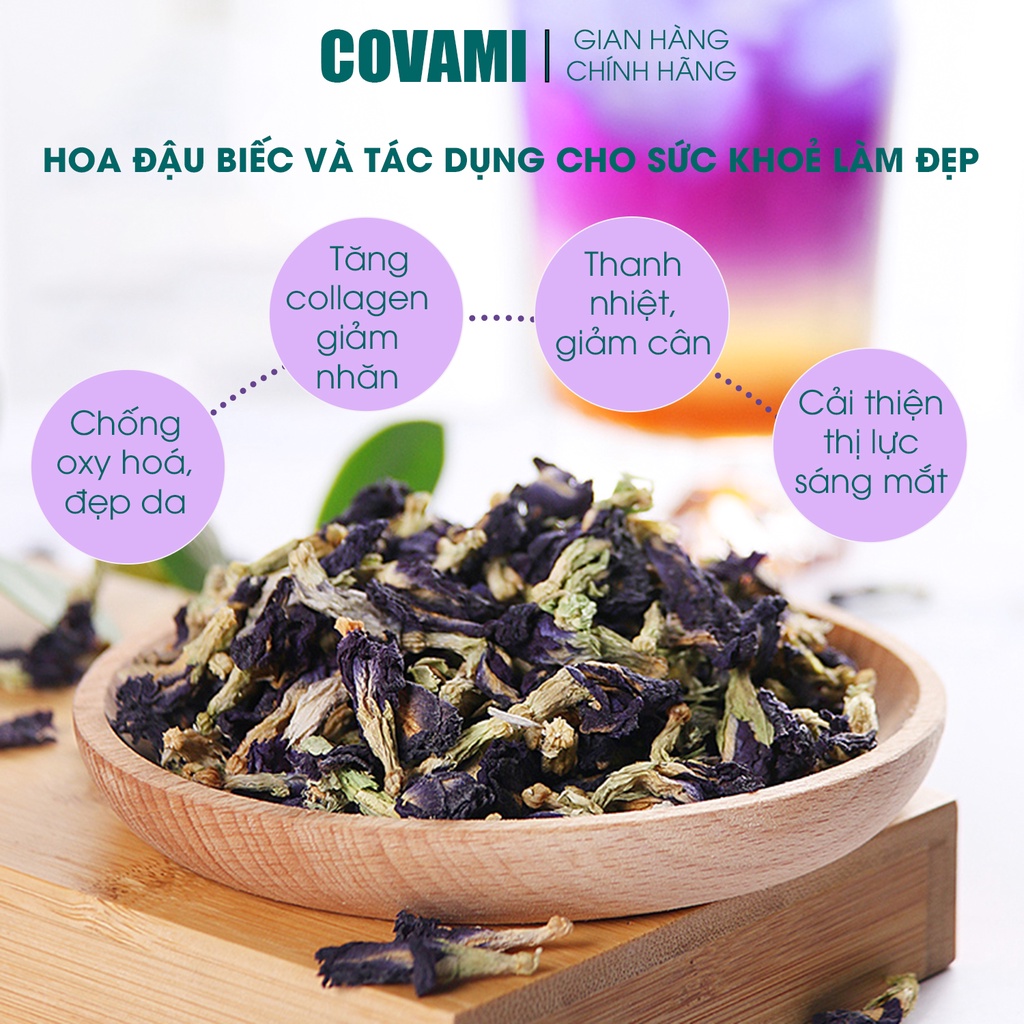 Hoa đậu biếc sấy khô 50gr COVAMI, làm thức uống detox, làm màu xôi, thanh nhiệt giải độc, hỗ trợ giảm cân