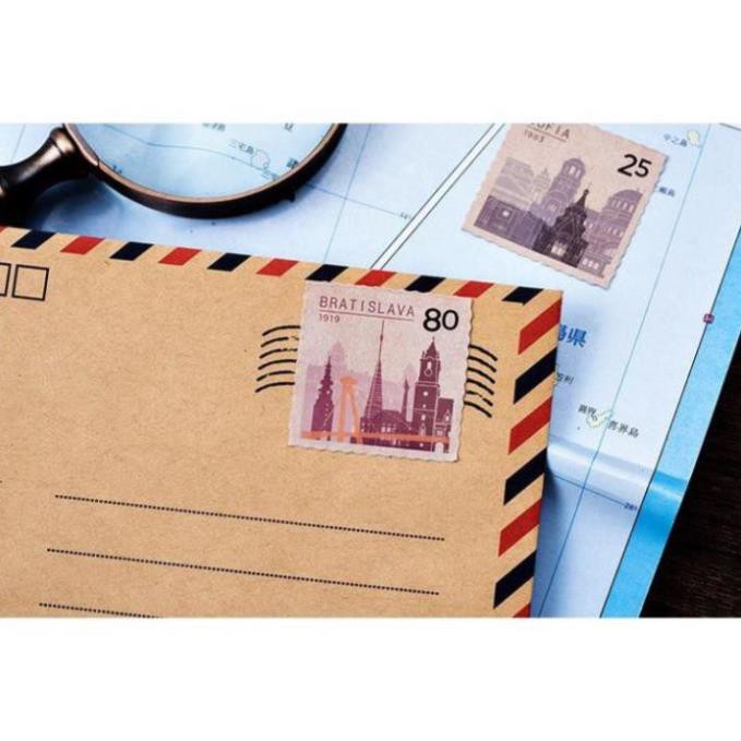 Bộ 45 Sticker Tem Thư Cổ Điển E55