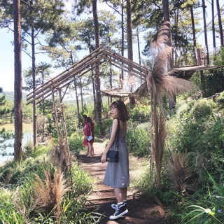 váy cột dây hở lưng caro