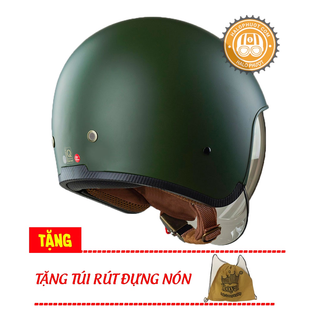 [Chính hãng] Nón bảo hiểm kính âm Royal M139 Rêu xanh lính (tặng balo rút)