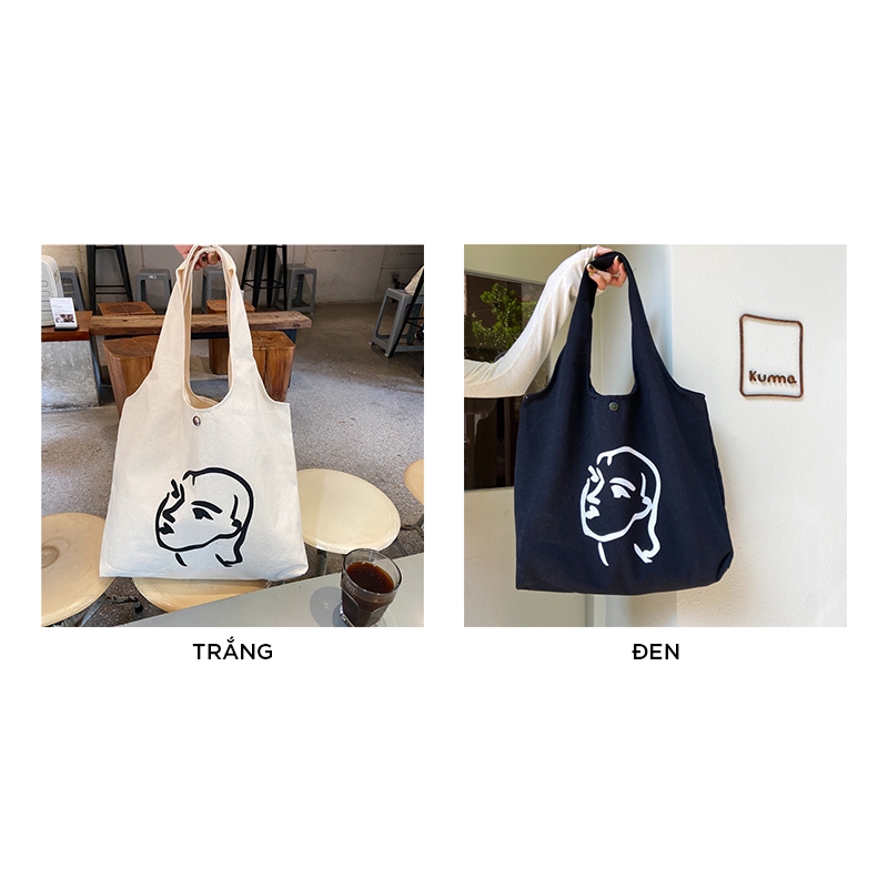 Túi vải tote đeo chéo nữ canvas đựng đồ thời trang LOT STORE TX006
