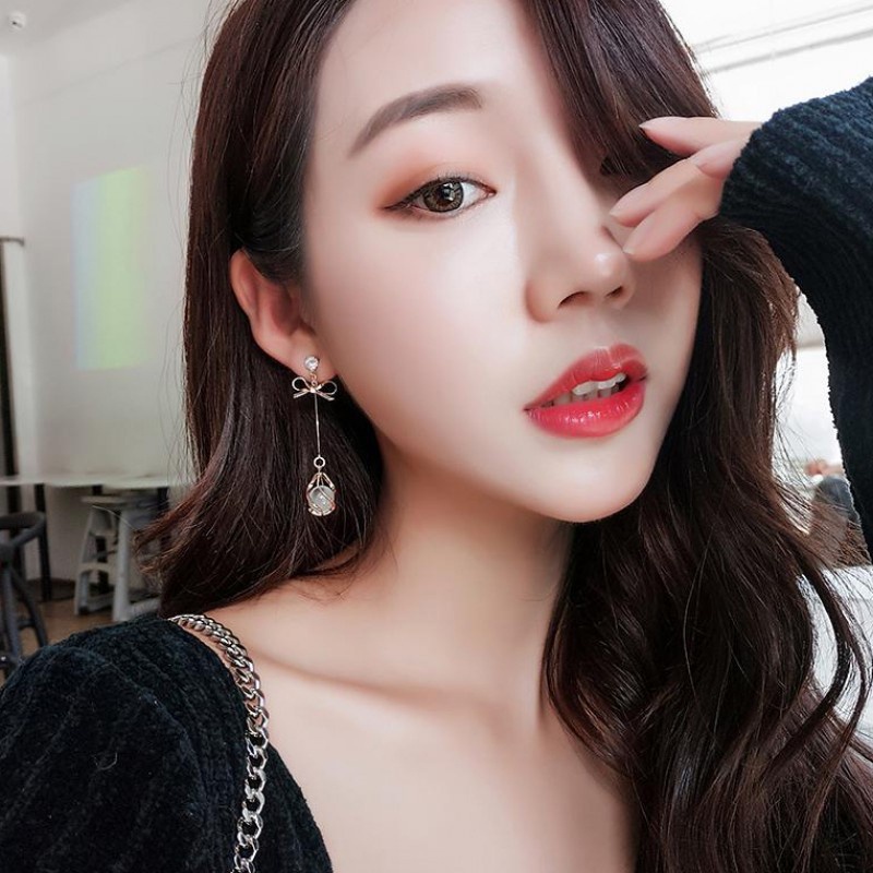 Đôi Bông Tai Hình Nơ Đính Đá Opal