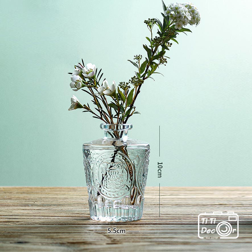 Bình Hoa Pha Lê TiTi Decor, Lọ Hoa Thủy Tinh Phong Cách Vintage, Bình Decor Bắc Âu